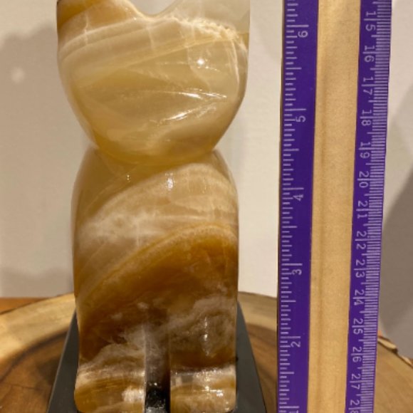 Amber Onyx Cat Lamp with Bulb and Cord, Boho Decor, Bedroom Decor, Fun Lights - Picture 5 of 8